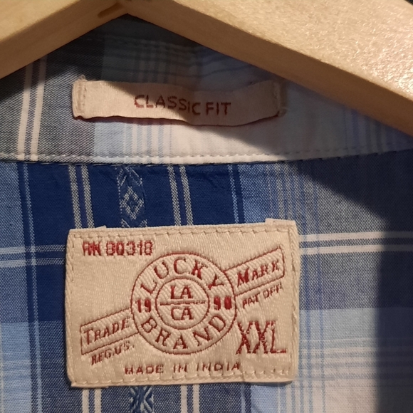 Lucky Brand Western Pearl Snap Shirt Mens XXL 2XL Blue Plaid Southwest Cowboy - Picture 3 of 11